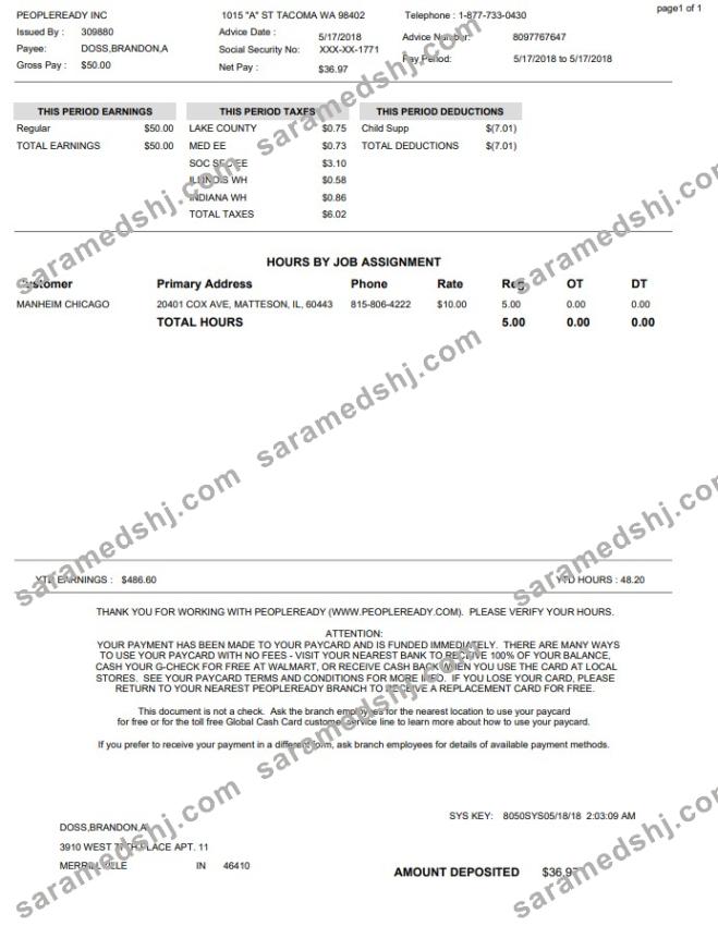 Peopleready Paystub